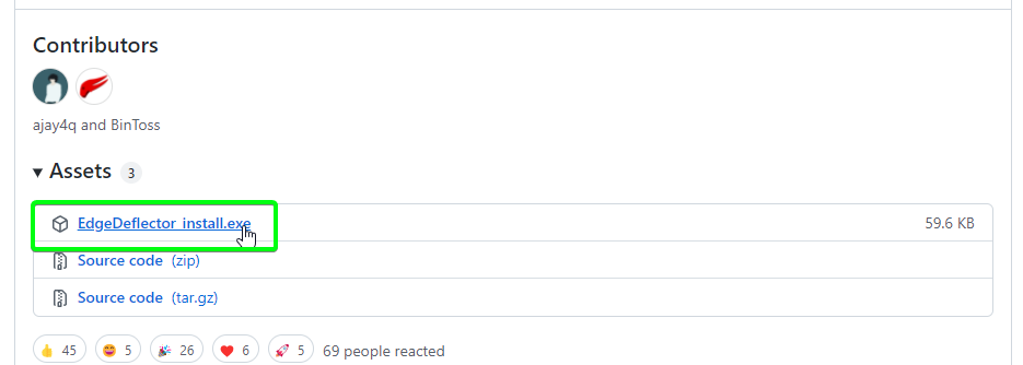  website with the software installer highlighted in green.